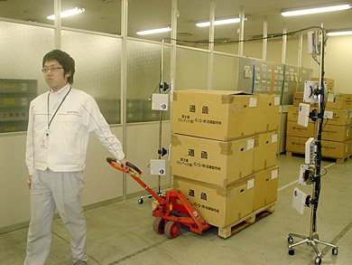 「UHF帯RFIDタグ100枚の移動一括読取り書込み技術」