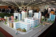近未来の街のあり方をイメージした模型