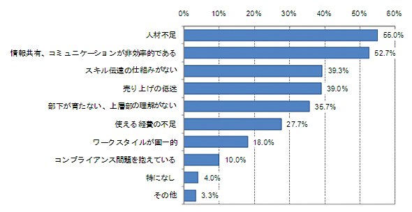 ≪図9　社内での課題（有効回答数：300件）≫